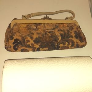 Vintage 60s Carpet Bag / Chenille Tapestry Purse